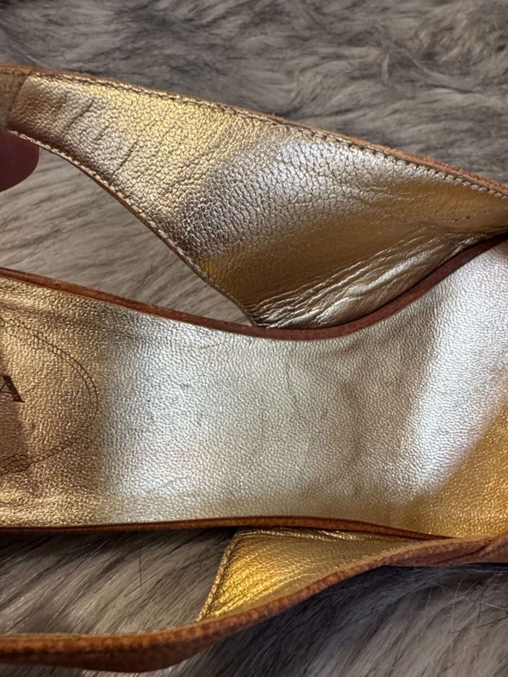 Vintage Prada Women's Brown Leather Slingback Wedge Sandals Size 36 - Picture 6 of 13